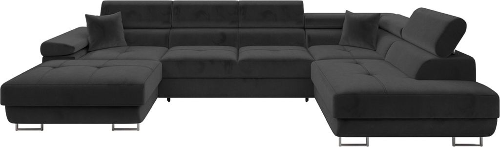 MIRJAN24 Wohnlandschaft Torezio Bis, Stilvoll Eckcouch mit Bettkasten und Schlaffunktion, Einstellbare Kopfstützen, 346x203x70-90 cm (Farbe: Manil...