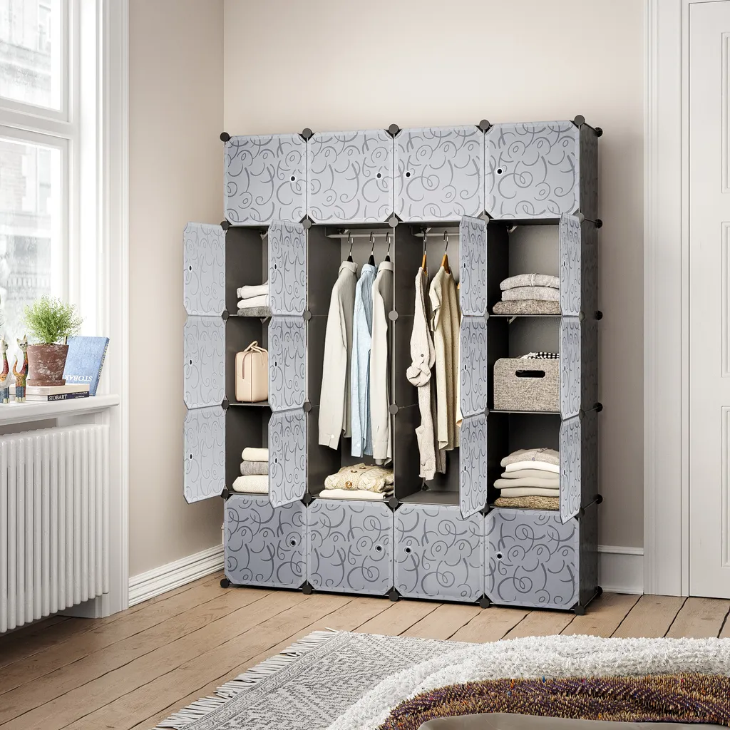 Garde-robe Modulable Noire 20 Cubes : Solution de Stockage pour Chambre
