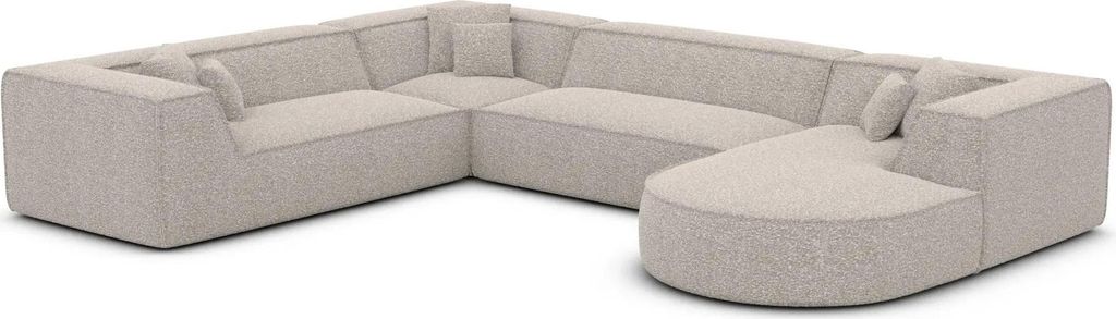Bouclé U-Form XXL Wohnlandschaft Liberia Sand Rechts