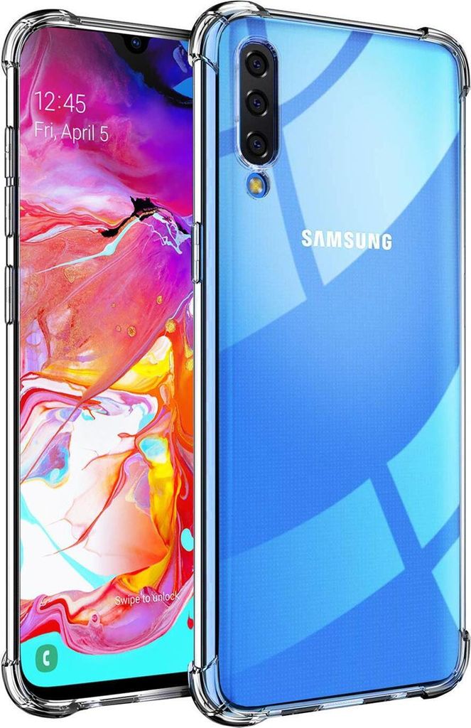 Conie Rugged Silikon Schutzhülle für Samsung Galaxy A70 / A70s Tasche Case Cover Bumper TPU Hülle in Transparent