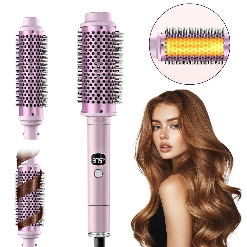 Heißluft-Stylingbürste, 90W Ionen-Rundbürste, 30s Schnellaufheizung, glattes, voluminöses Haar, natürliche Locken, Dualspannung, einfache Anwe...