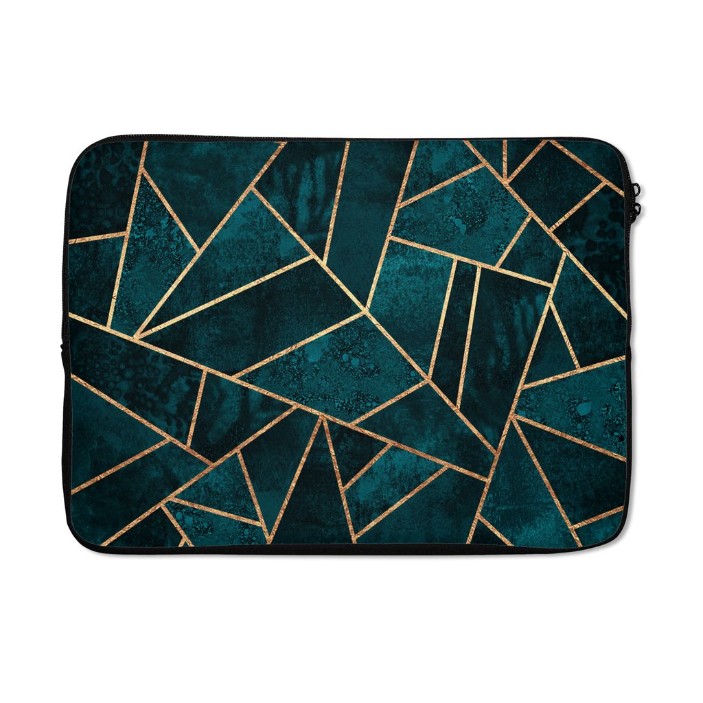 MuchoWow Laptop Hülle 14 ZollSteine - Gold - Luxus - Muster - Abstrakt Laptoptasche - Laptoptasche - Stoßsicher - Schutzhaube
