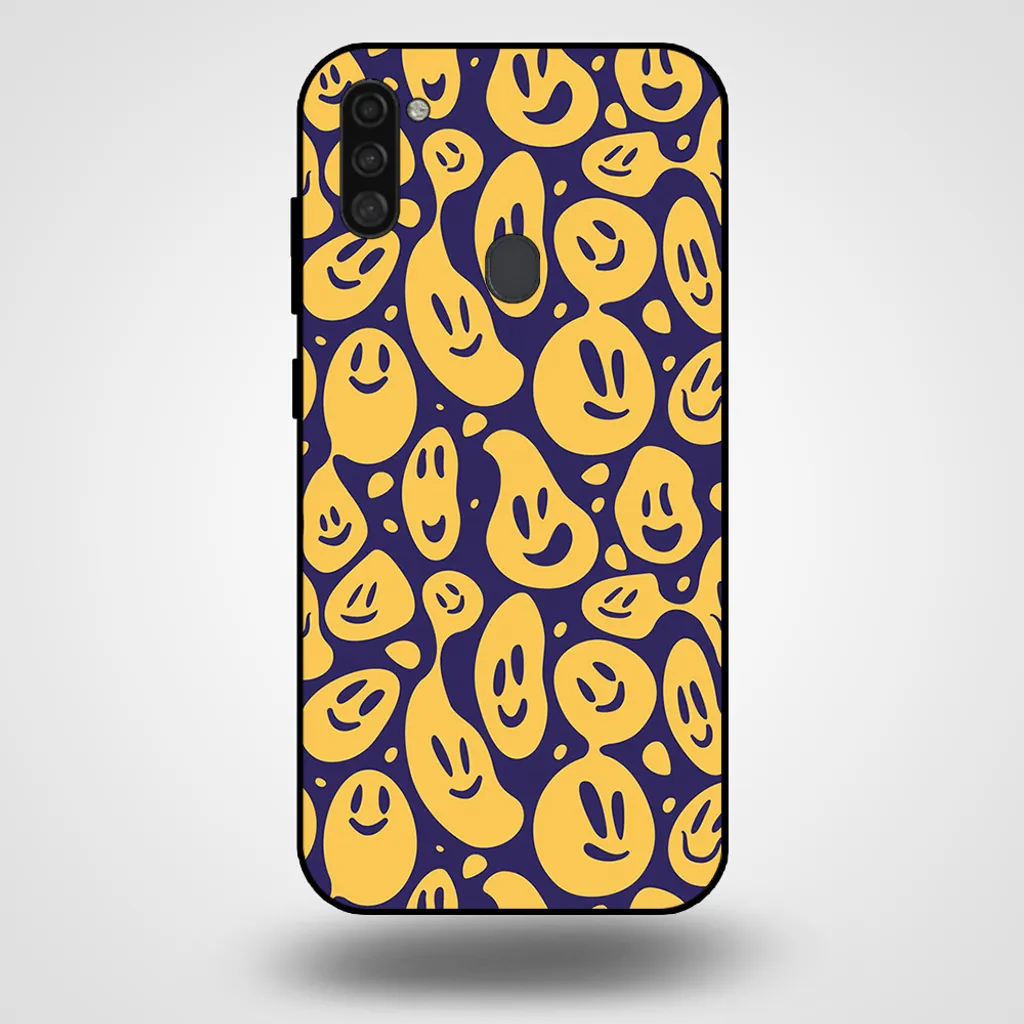Cover Samsung A11 Smiley Face - Custodia Viola e Gialla Anti-urto