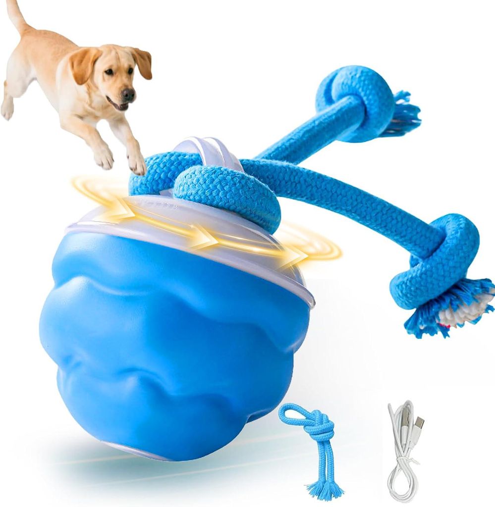 Hundespielzeug, Interaktives Haustierjagdball, Hundeball, Welpenspielzeug Ball, Elektrischer Hundeball mit Kauschnüren