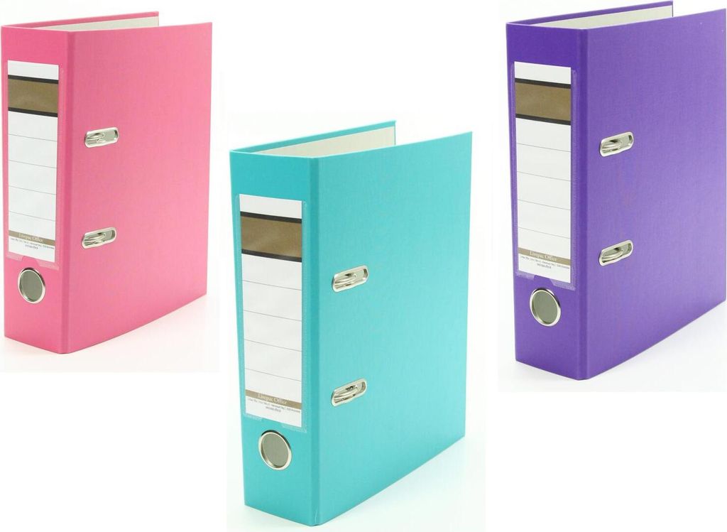 Three ring binders are displayed side-by-side against a white background.