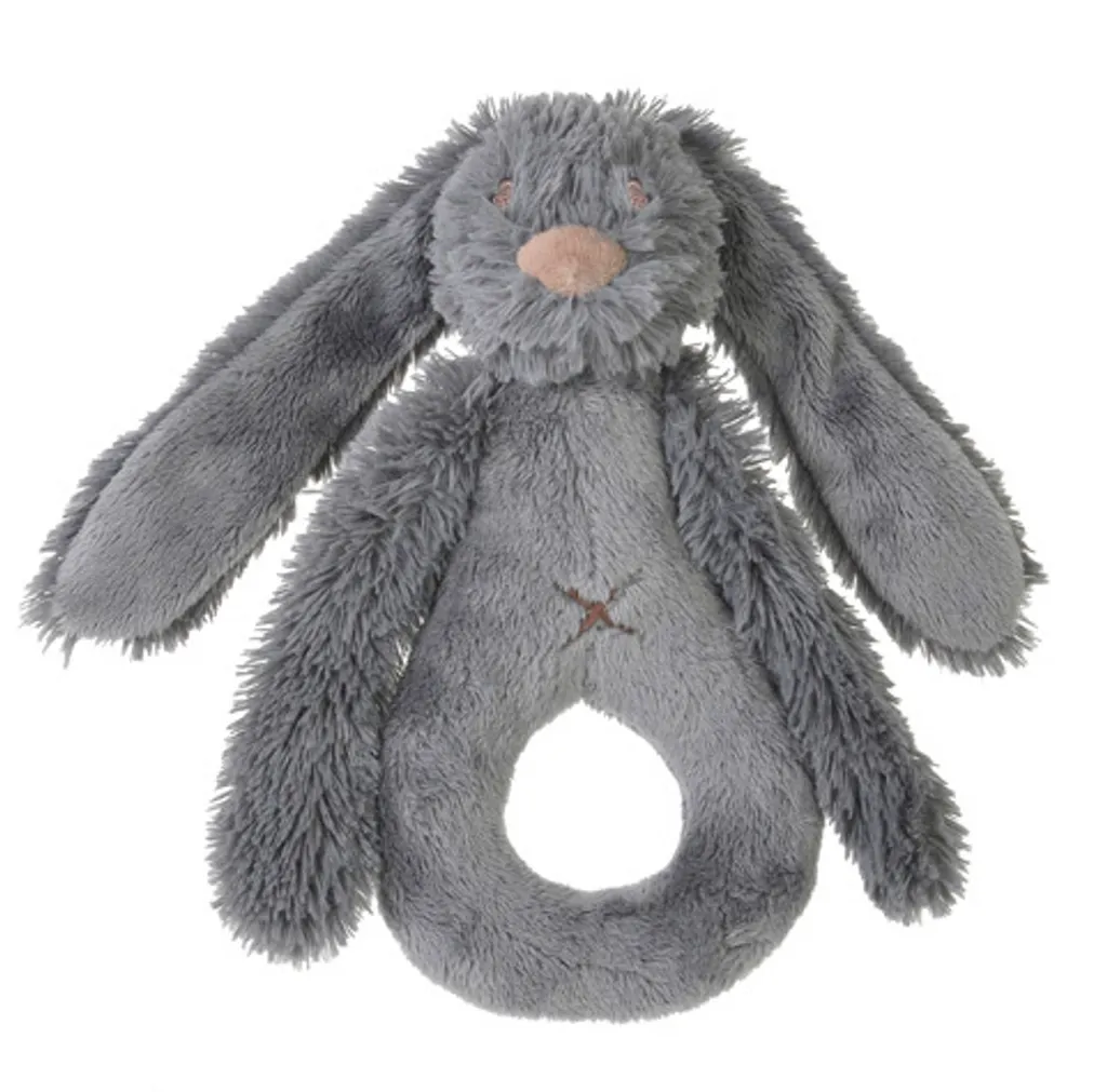 Hochet lapin Richie gris foncé - Éveil sensoriel et calme pour bébé