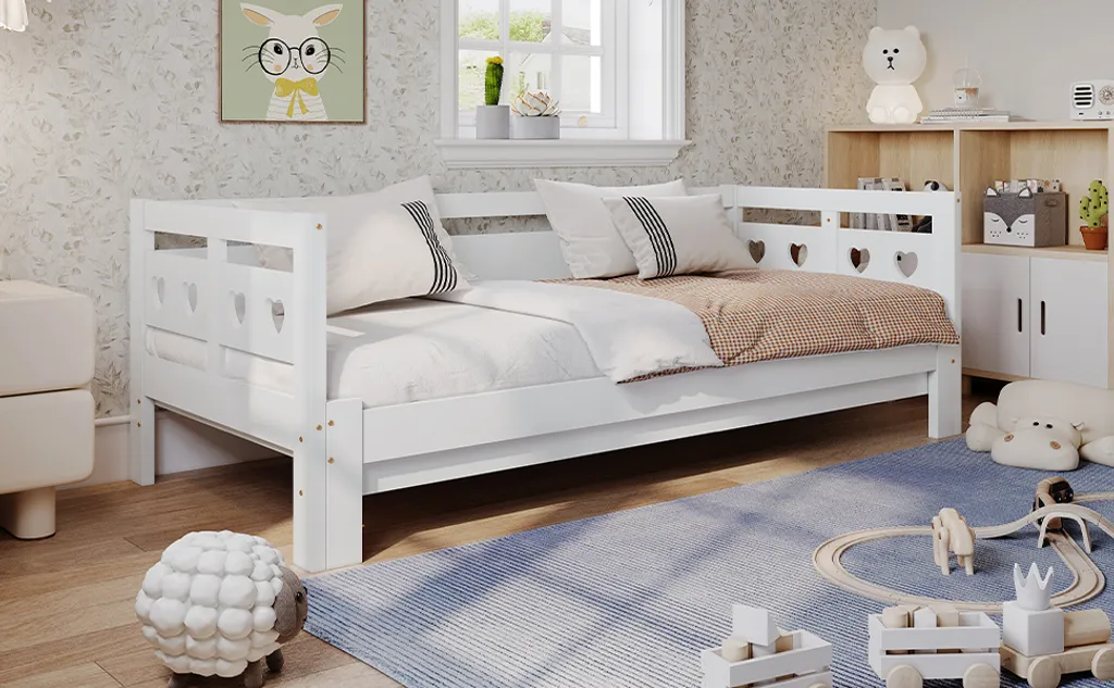 Lit d'appoint extensible blanc 90x190 cm idéal pour chambre d'amis - 10