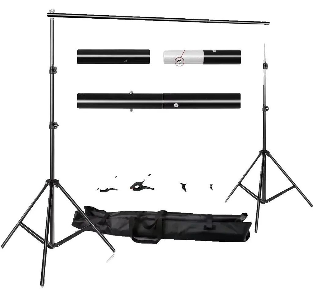 Kit Trépied de Fond Photo 2,6x3m avec Traverse Réglable et Structure Légère