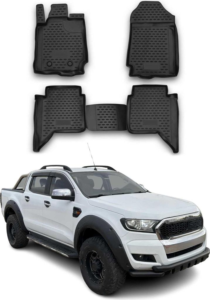 2012-2022 Ford Ranger DoubleCab tappetini in gomma nera Immagine del prodotto 