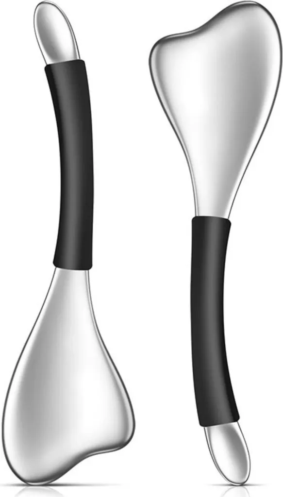 Set 2 Massaggiatori Facciali Acciaio Inox a Cuore Argento - Offerta INF