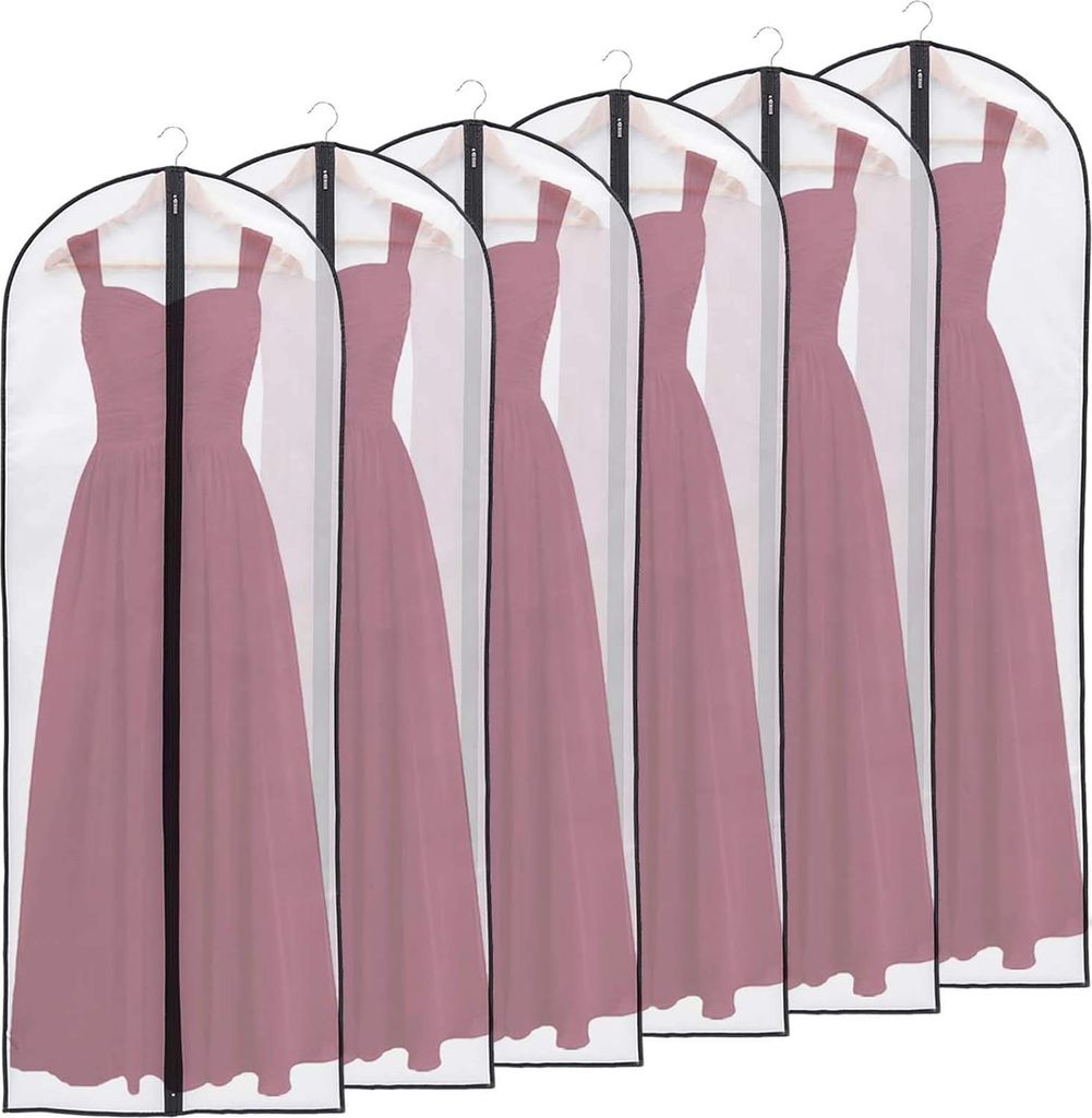 Pack von 6 durchsichtigen atmungsaktiven Kleidersäcken für Herren 60x100+60x120cm schwarz
