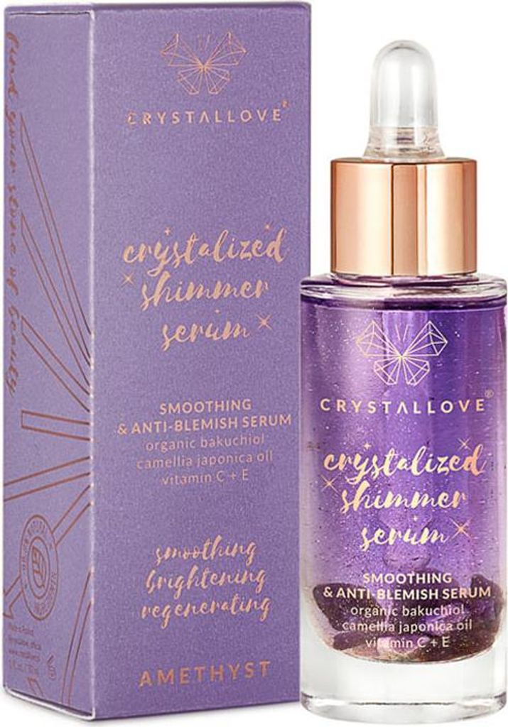 CRYSTALLOVE Amethyst Shimmer Serum - Gesichtsserum mit Amethyst und Bakuchiol