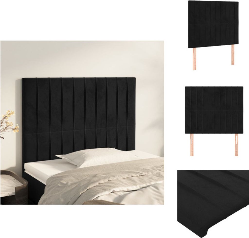 vidaXL Kopfteile 2 Stk. Schwarz 100x5x78/88 cm Samt - Kopf- & Fußenden