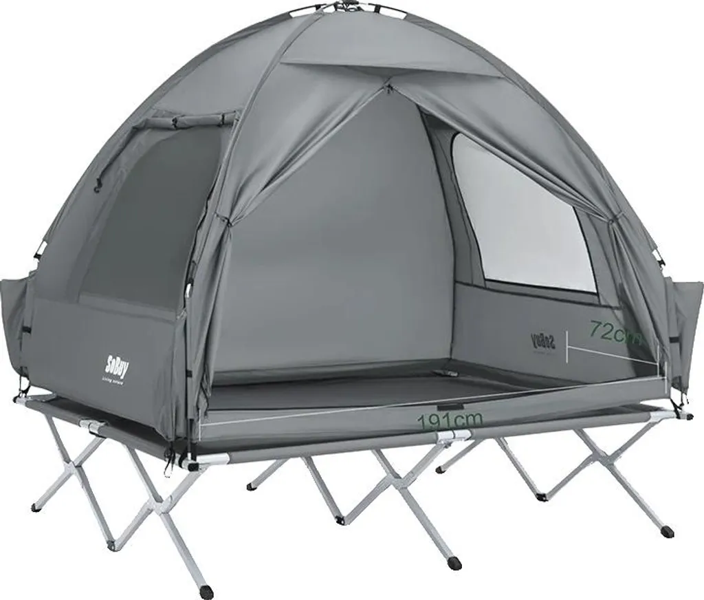 Tente de camping grise montage rapide avec support lampe suspendue