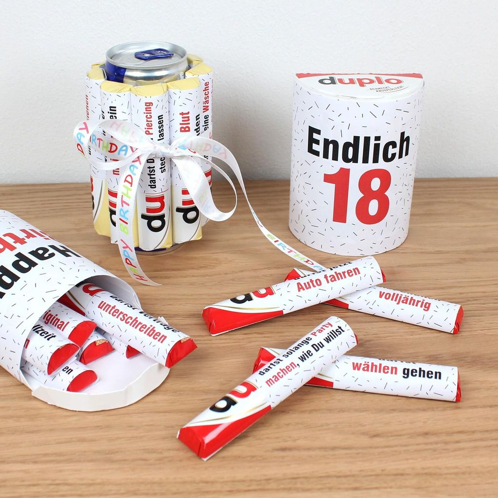 PAPIER SET - Duplo Endlich 18 Geburtstag Geschenk DIY Produktbild 