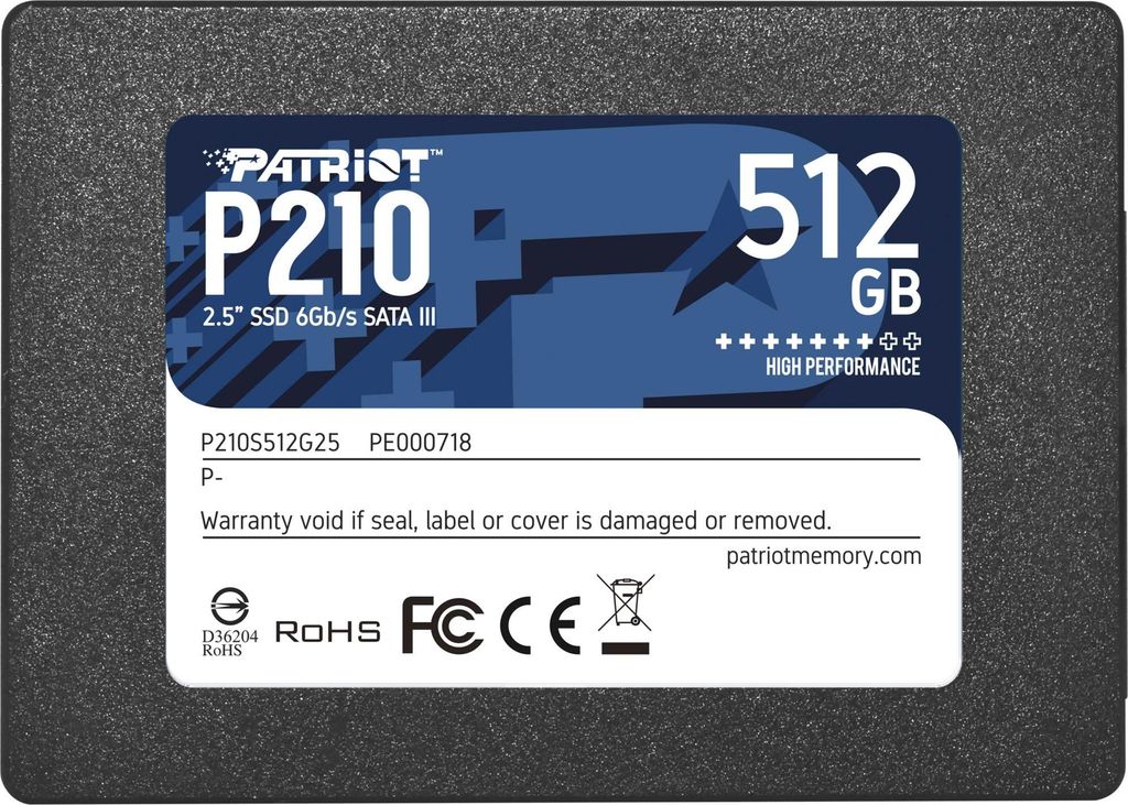 Patriot Memory P210, 512 GB, 2.5", 500 MB/s Obrázok produktu 