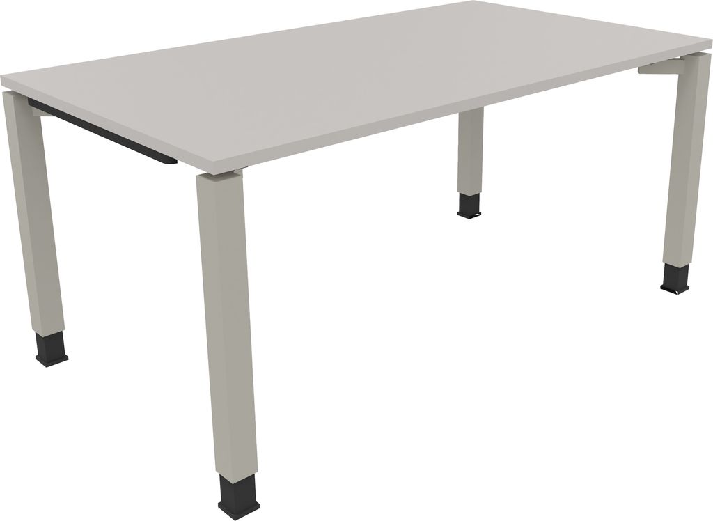Schreibtisch Vierfuß Quadratrohr B1600xT900xH680-820 si/Lichtgrau