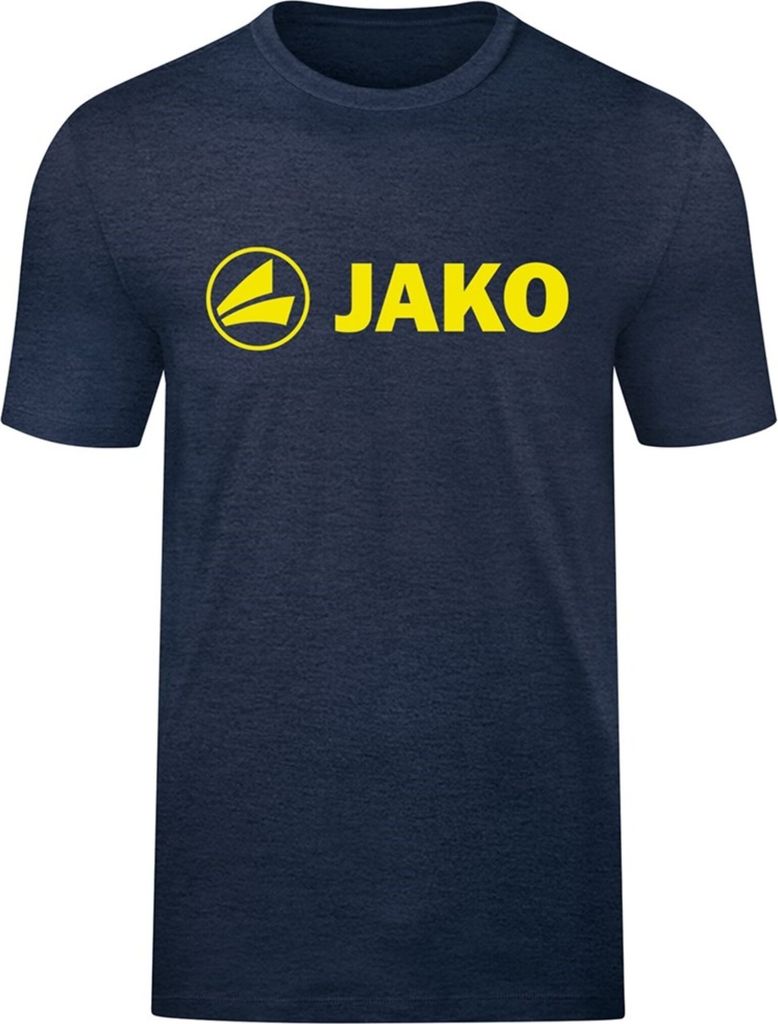 JAKO Uni T-Shirt Promo, Farbe:marine meliert/neongelb, Größe:L