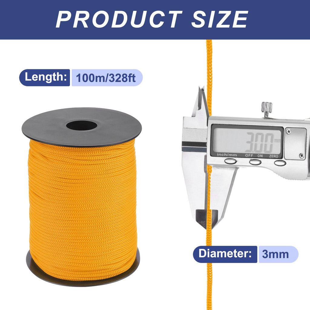 Polypropylen-Seil 3mm Polypropylenseil 10Om PP Flechtleine Textilseil Leine Nylonschnur Schnur Rei?feste Rope Kunststoffseil fš¹r W?scheleine Cam...
