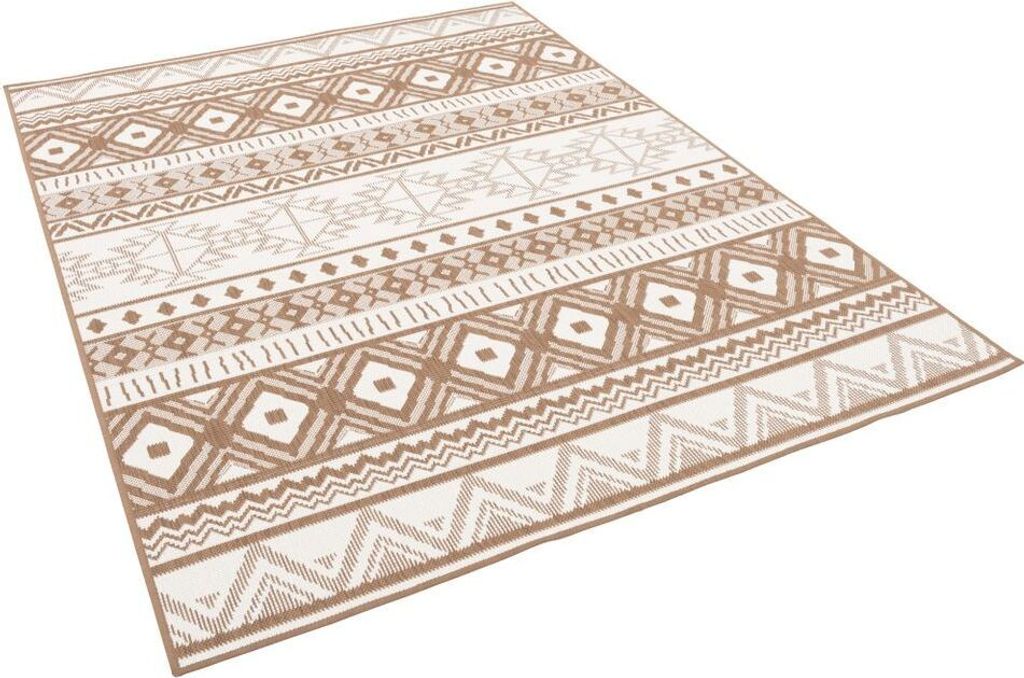 In- und Outdoorteppich Beidseitig Cape Cod, Größe:120x160 cm, Design:Ethno Braun Beige