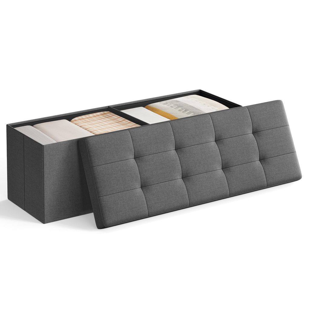 SONGMICS Sitzhocker mit Stauraum, klappbare Sitzbank, 38 x 110 x 38 cm Fußbank