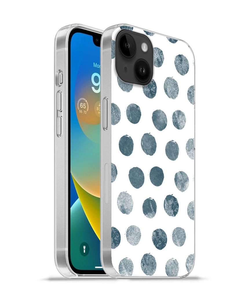 MuchoWow Handyhülle Schutzhülle Hülle für Apple iPhone 14 Plus - Soft case Polka dots - Grau - Weiß Silikon Softcase Handy Hülle - Abbildung