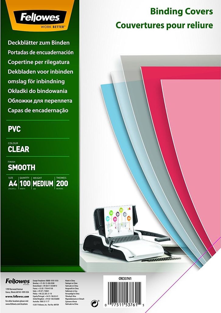 Fellowes 5376102 Fellowes Feuille de couverture A4 Image du produit 