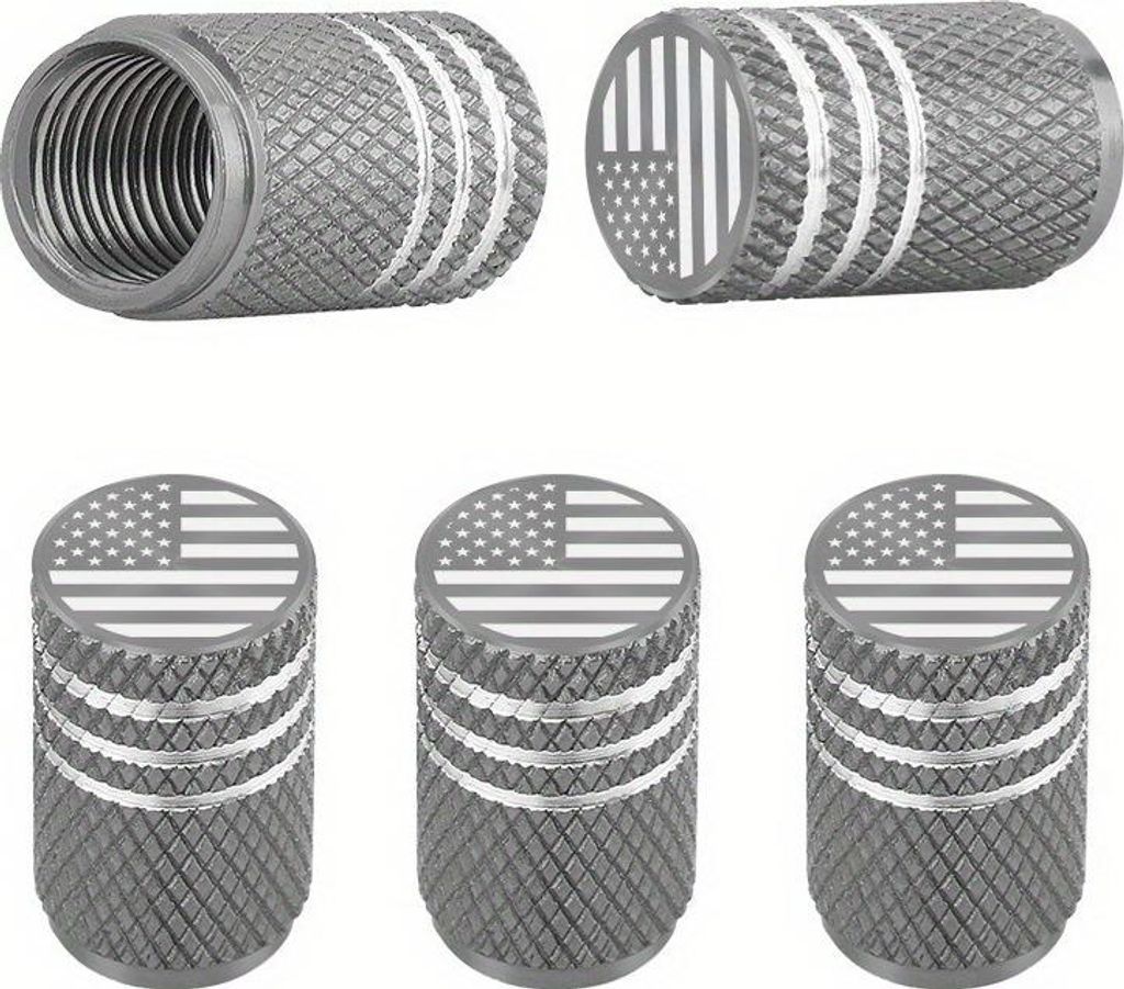 INF 4 Stück Tubeless Ventile aus Aluminiumlegierung mit Gummiring, Reifenventilkappen Grau