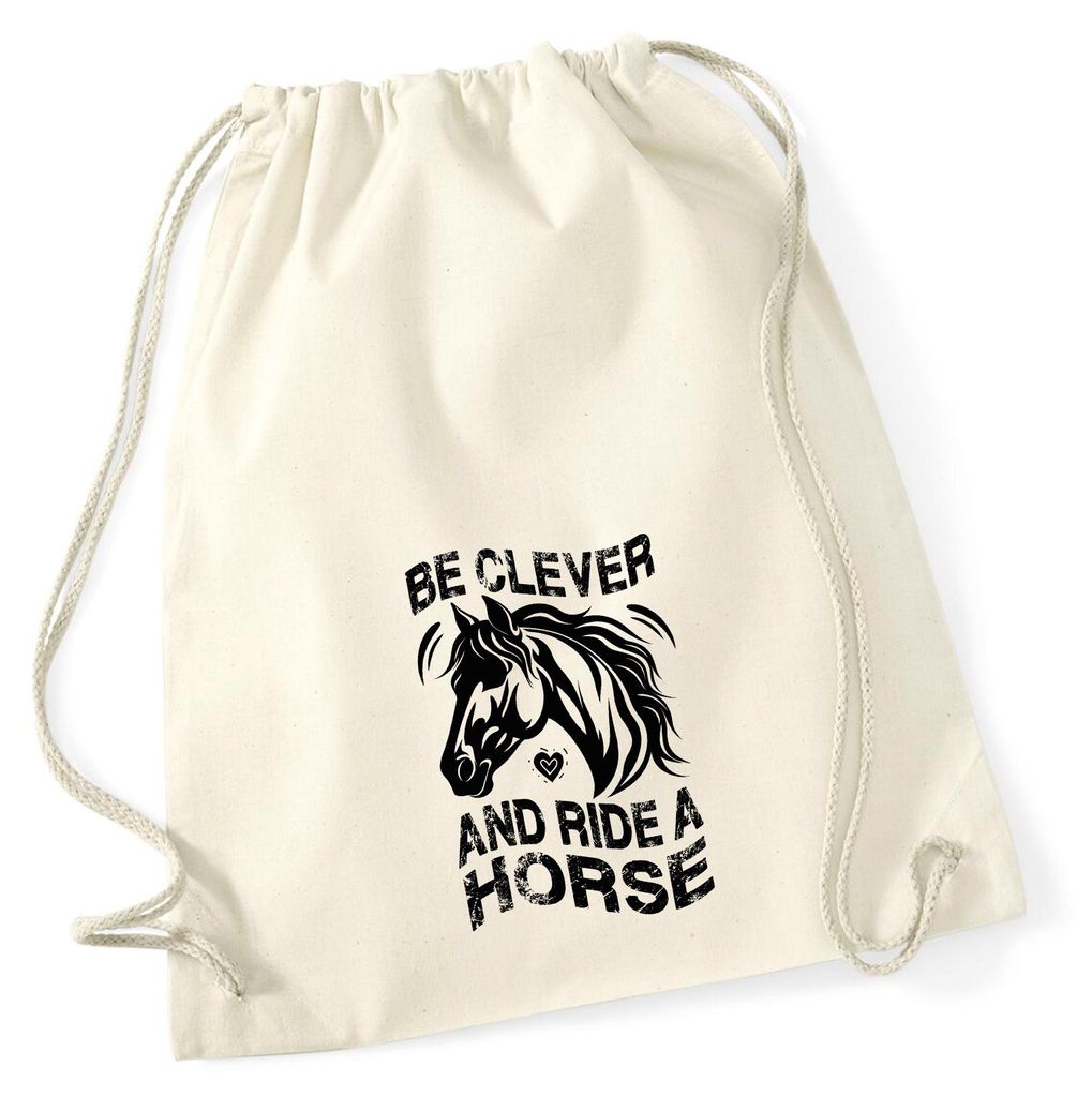 Huuraa Turnbeutel ride a horse Pferd 12 Liter Natural Baumwolle Rucksack Geschenkidee