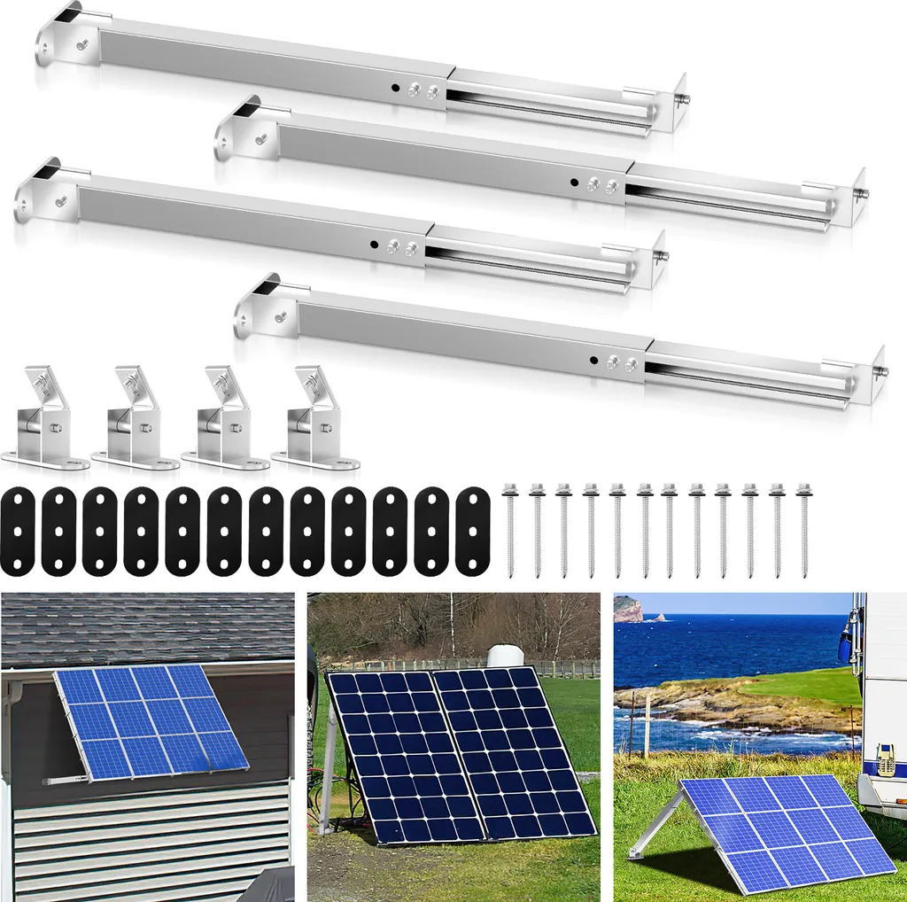 Kit Solare Balcone Clanmacy 4x Staffe | Supporto Tetto Piano Regolabile