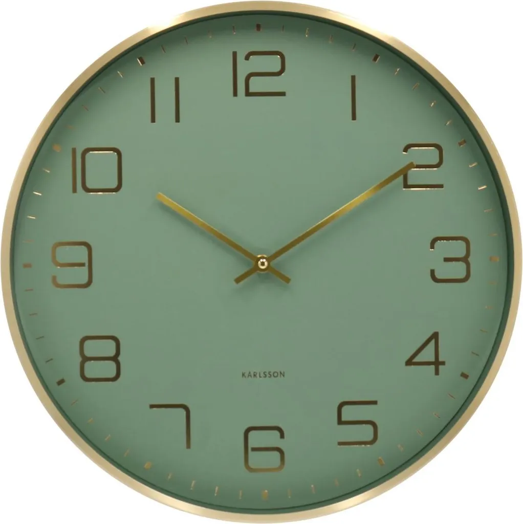 Horloge digitale murale Karlsson silencieuse en alu vert pour une lecture facile