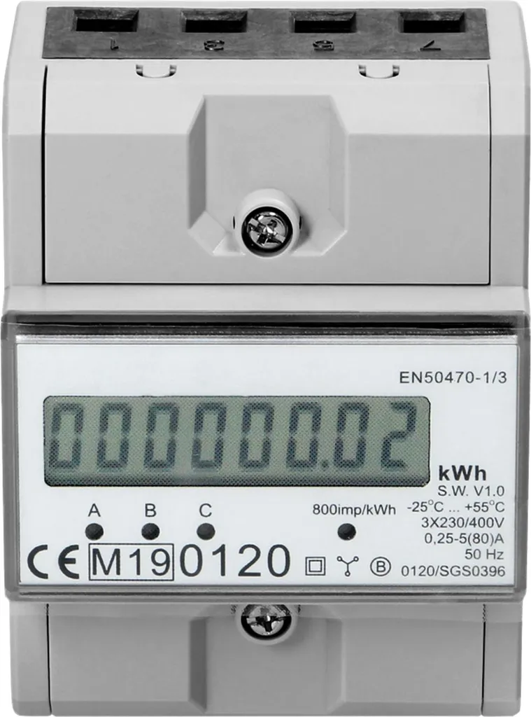 Compteur électrique triphasé 80A MID 3 modules rail DIN TH-35mm précis - 5
