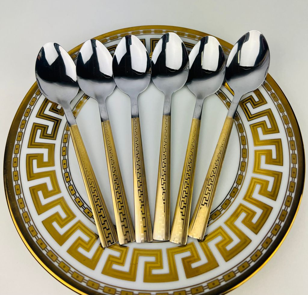 6er Set Medusa Mäander Suppenlöffel 19 cm Edelstahl, Produktbild 