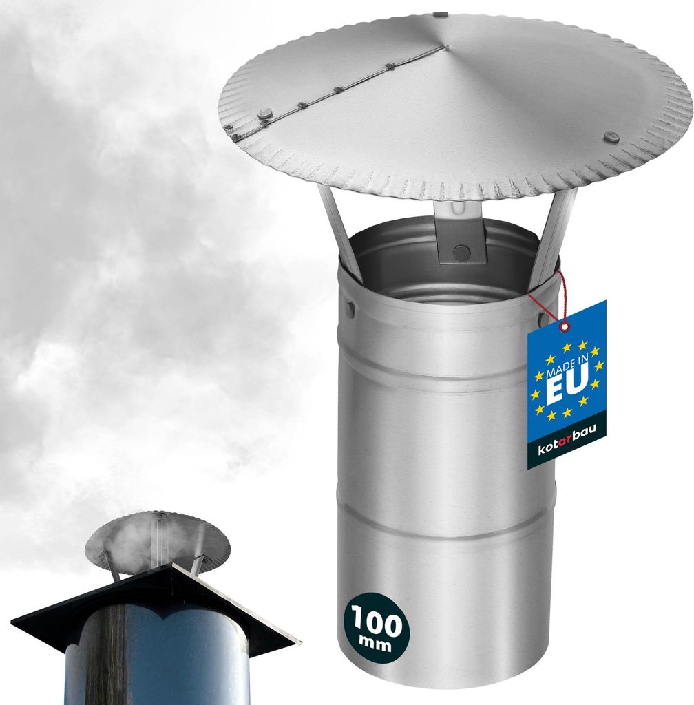 KOTARBAU Schornsteinabdeckung Edelstahl ø 100 mm Kaminhaube Schornstein Regenhaube Kaminabdeckung Schornsteinhaube Kaminaufsatz Rostfrei Edelsta...