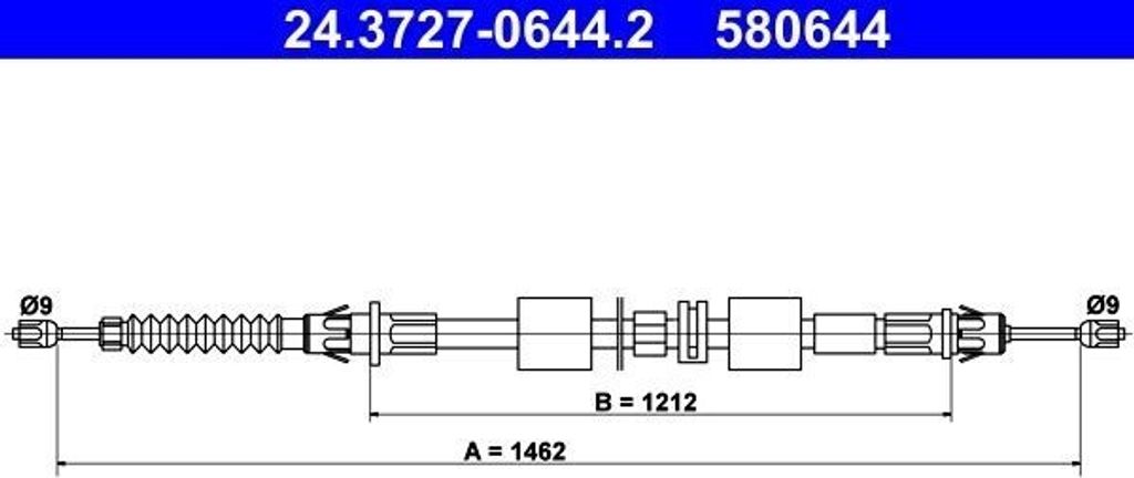 ATE 24.3727-0644.2 - OE 7264799 Handbremsseil für Mondeo II, Cougar