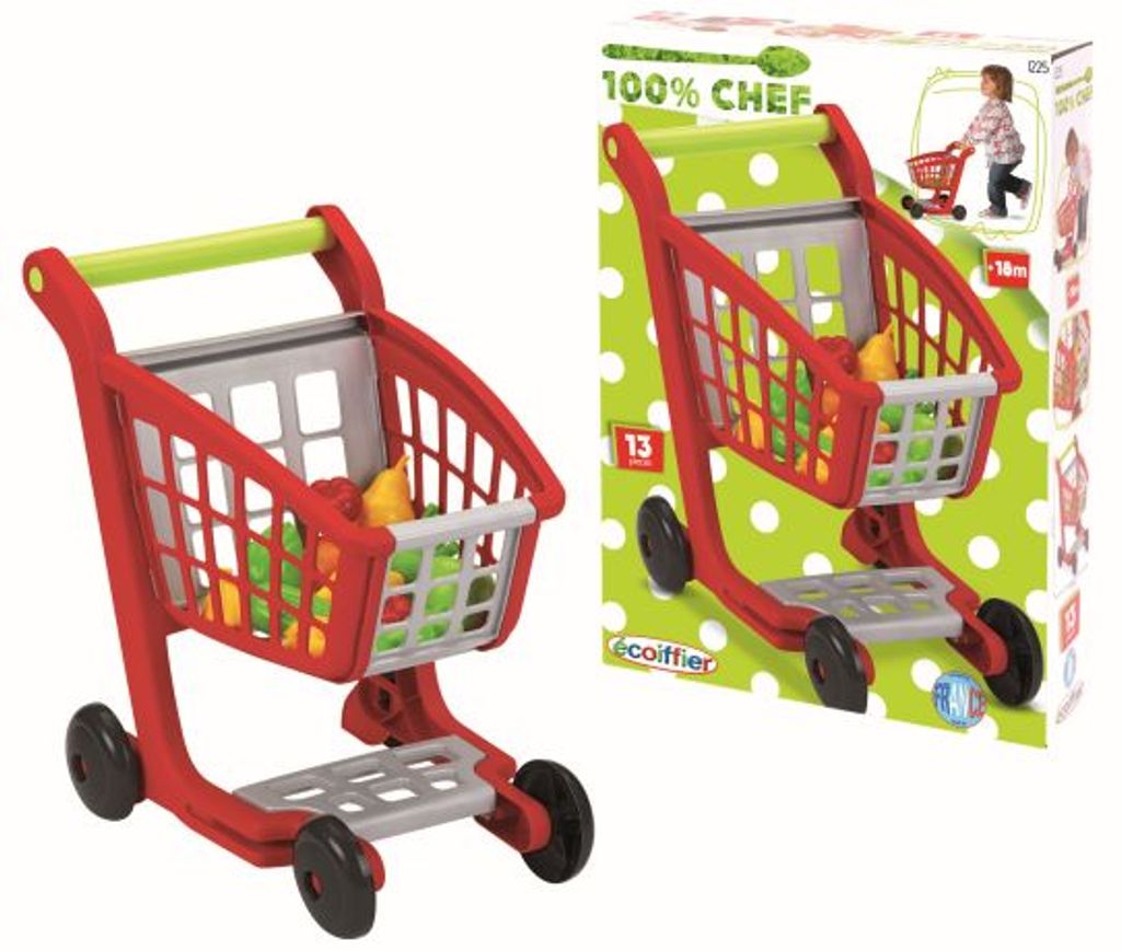 Ecoiffier Kinder Supermarkt Kaufladen mit Einkaufskorb Spielzeug Lebensmittel 