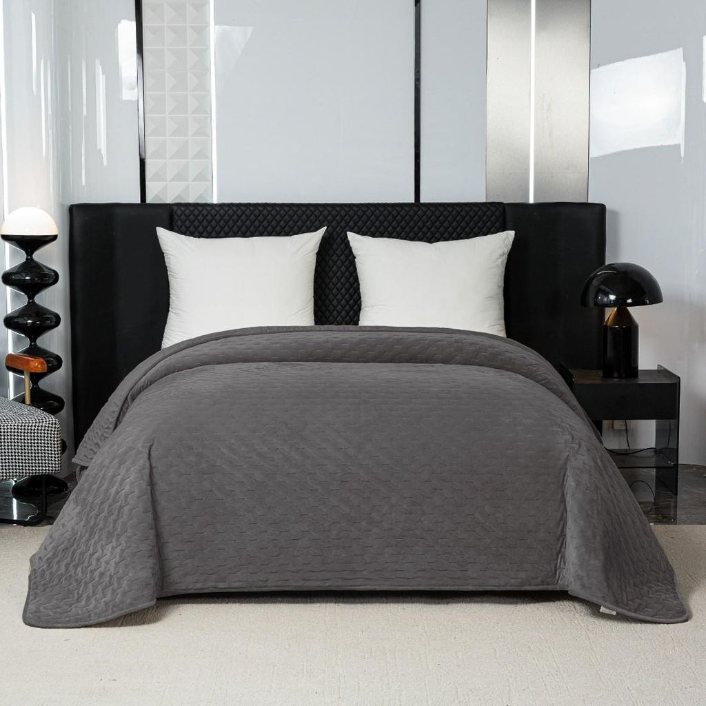 Elegante Tagesdecke 220x200 cm mit dunkelgrauem Rand