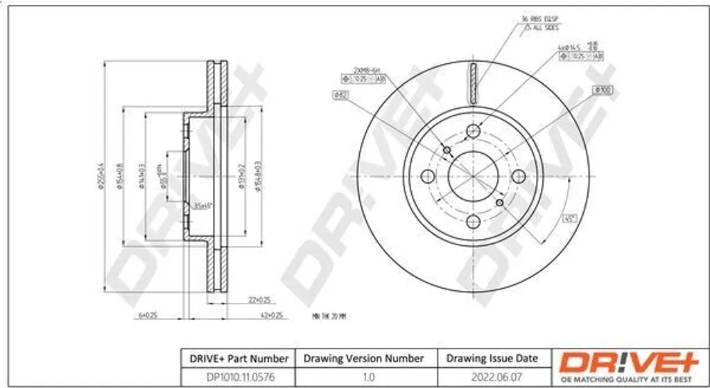 Disque de frein avant ventilé pour Toyota Corolla - Dr!ve+ DP1010.11.0576