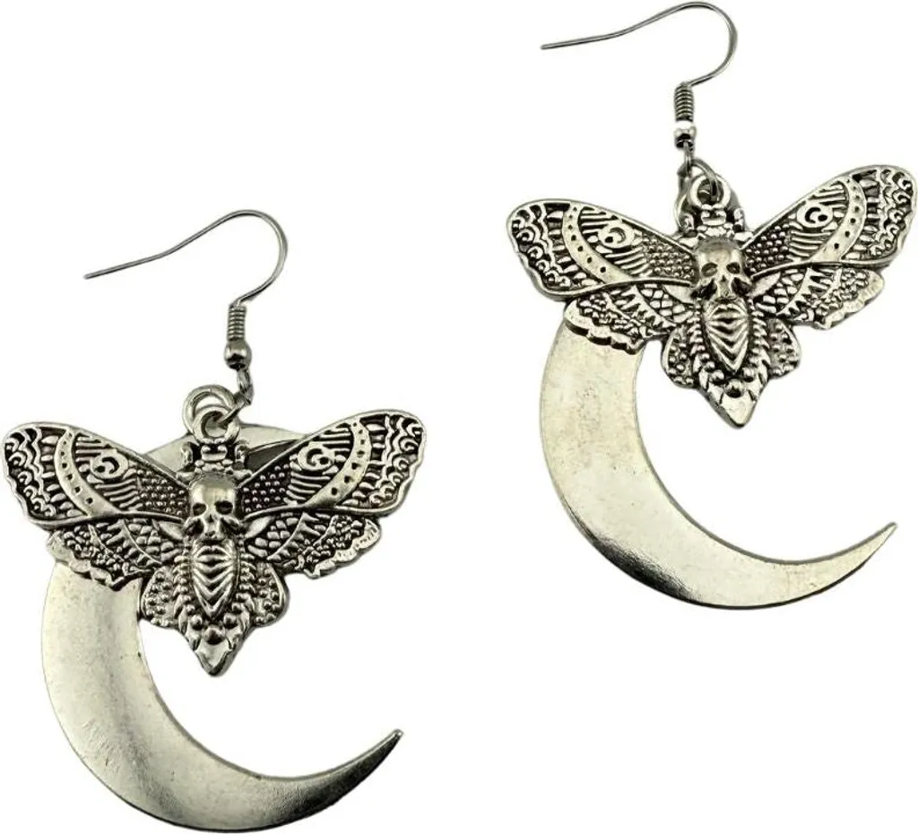 Orecchini Luna e Falena Easure Argento - Significato e Stile Boho