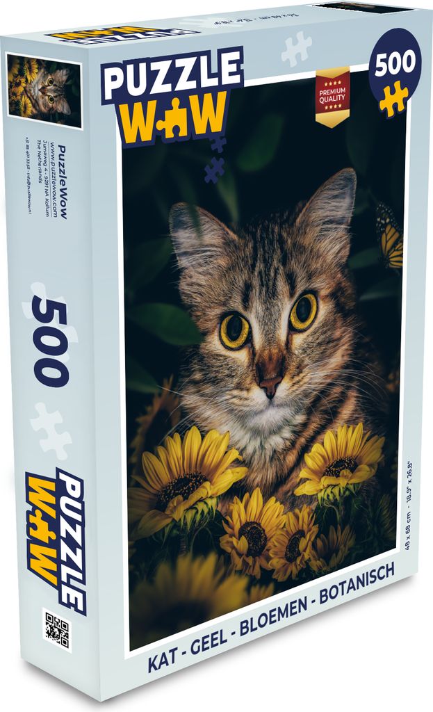 MuchoWow Puzzle 500 Teile Katze - Gelb - Blumen - Botanisch - Denken - Spiel - Toy