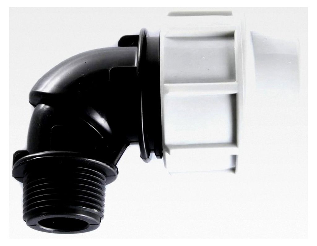 PE Rohr Verschraubung Fittings Klemmfitting 90° mit Außengewinde für Verlegerohr (20mm x 1/2")