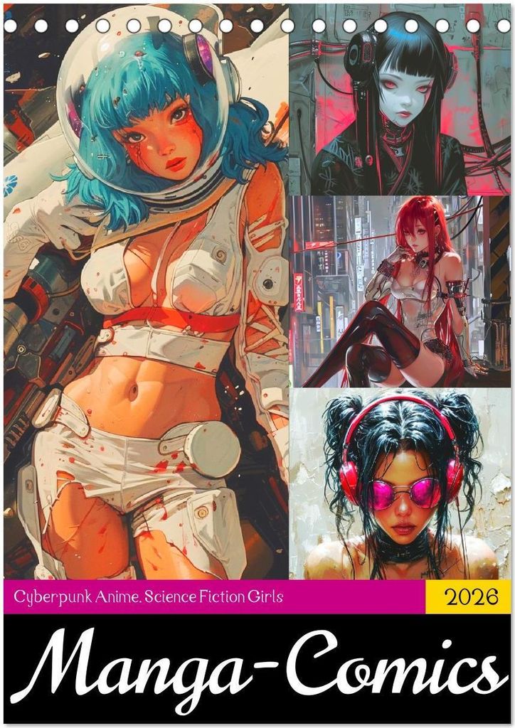 Manga-Comics. Cyberpunk Anime. Science Fiction Girls (Tischkalender 2026 DIN A5 hoch), CALVENDO Monatskalender
