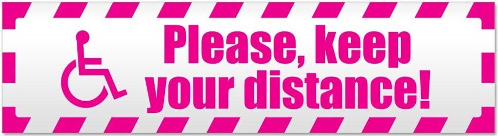 Please Keep Your Distance gestreift Magnetschild Schild magnetisch - 45cm Pink - Magnetfolie für Auto PKW Kfz