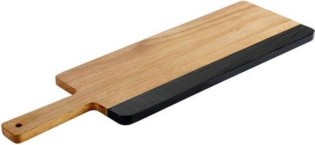 APS 869 Servierbrett ROCKWOOD, Akazienholz lackiert, Naturschiefer, mit Hängeloch, Grifflänge 14 cm, 42 x 18 cm, Höhe 1,5 cm