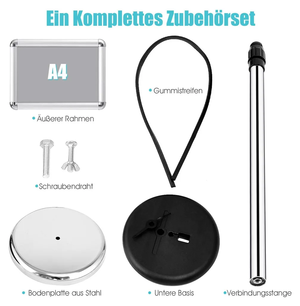 Support d'information A4 réglable COSTWAY argenté - Set de 2 unités - 6