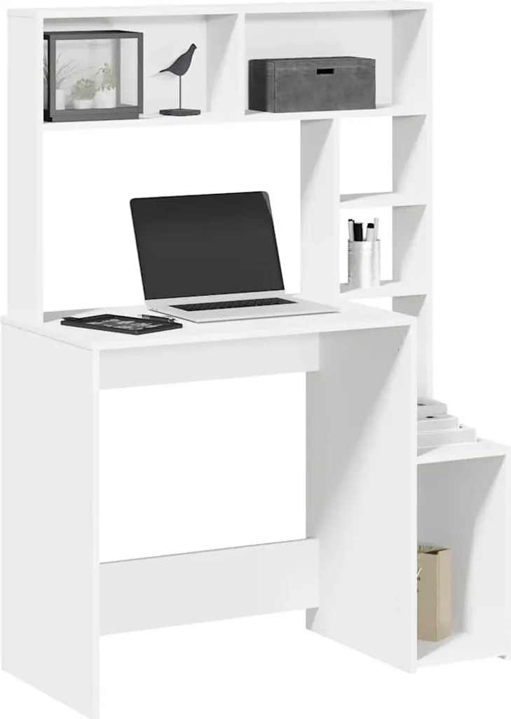 Workstation Compatta Bianca 100x45x140 - Scrivania PC Eleganten-Stil