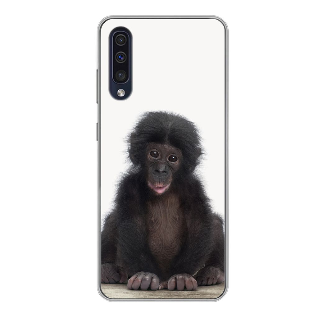 MuchoWow Handyhülle Schutzhülle Hülle für Samsung Galaxy A50 Kind - Affe - Schimpanse - Babytiere - Jungen - Mädchen Silikon Softcase Handy ...