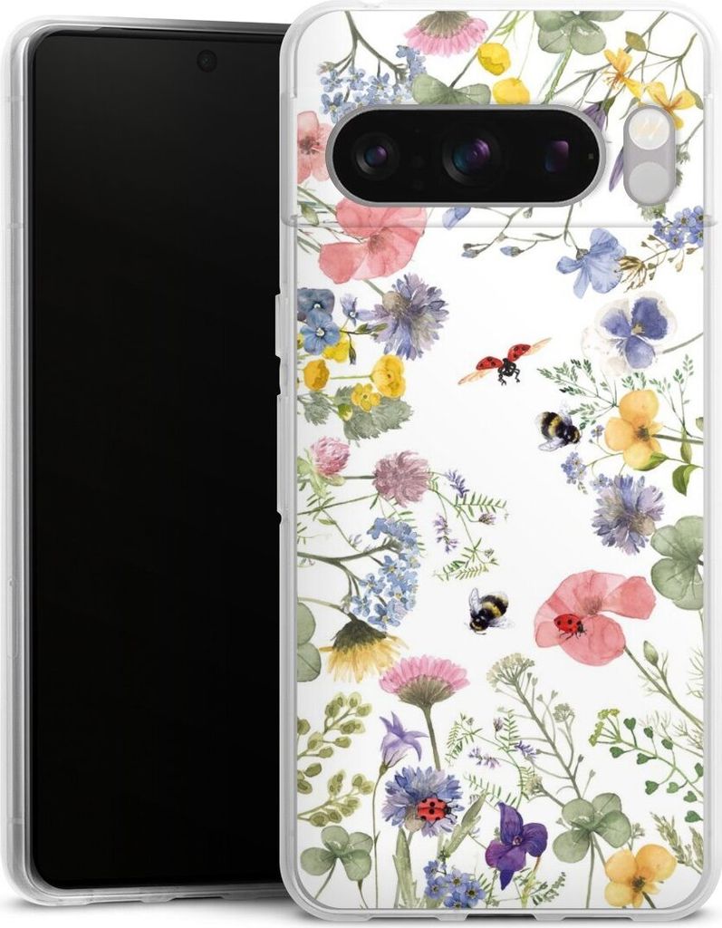DeinDesign Handyhülle für Google Pixel 8 Pro Silikon Hülle Case Smartphone Schutzhülle Biene Blumen Muster