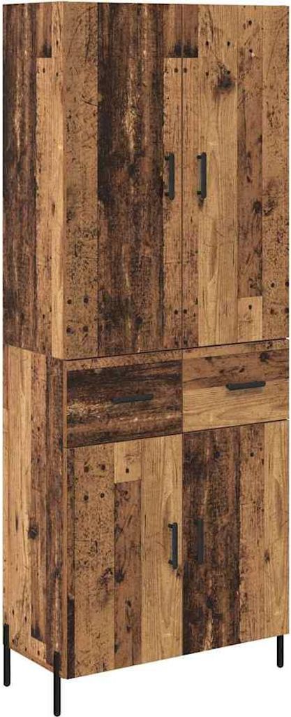 Highboard Wandmontiert Altholz 69,5 x 34 x 180 cm Holzwerkstoff