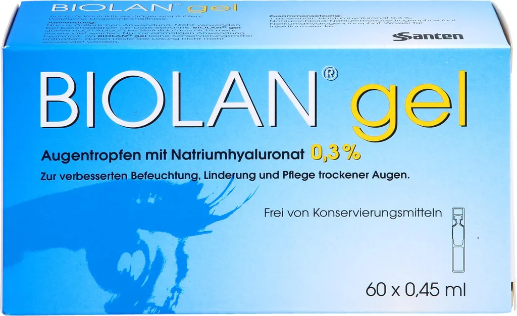 Réparer les Yeux Abîmés et Irrités avec Biolan Gel Collyre - 60 Unidoses